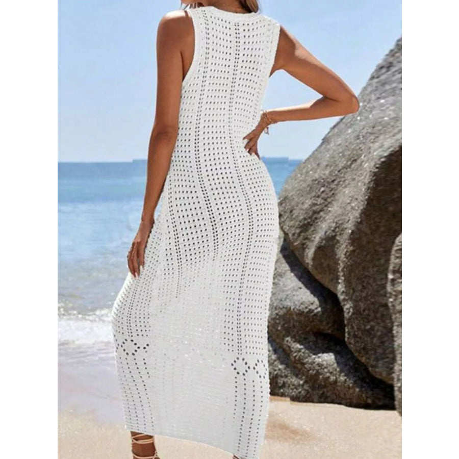 Sleeveless Crochet Knit Cover Up Maxi Dress Apparel and Accessories
