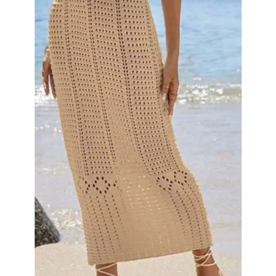 Sleeveless Crochet Knit Cover Up Maxi Dress Apparel and Accessories