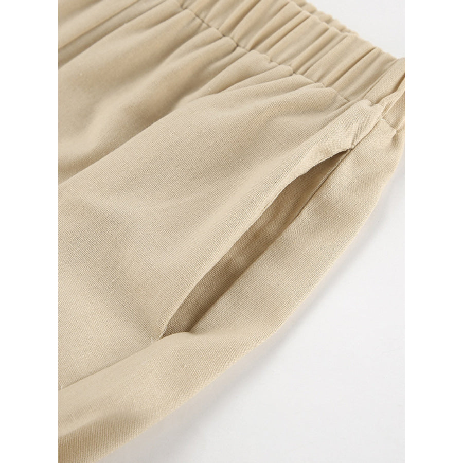 Sleeveless Crop Top and Slit Pants Set Apparel and Accessories