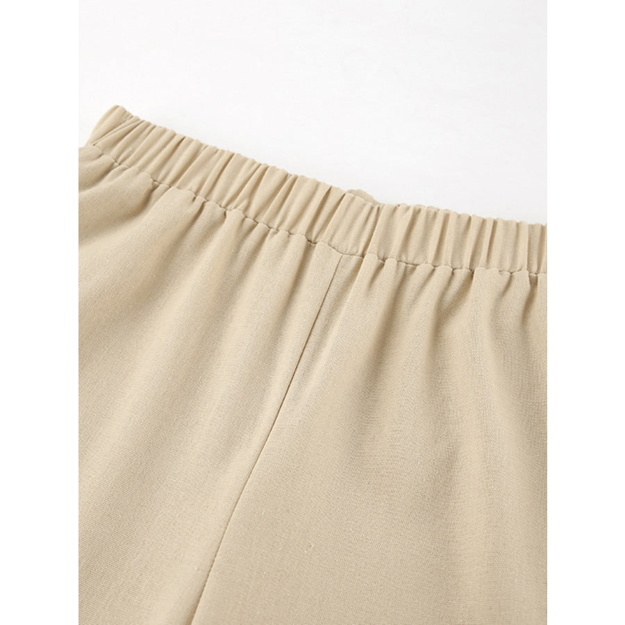 Sleeveless Crop Top and Slit Pants Set Apparel and Accessories