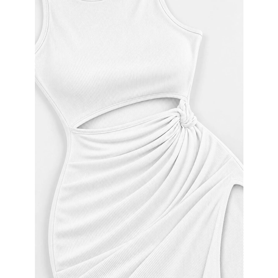 Sleeveless Cut-Out Ruched High-Slit Bodycon Dress Apparel and Accessories