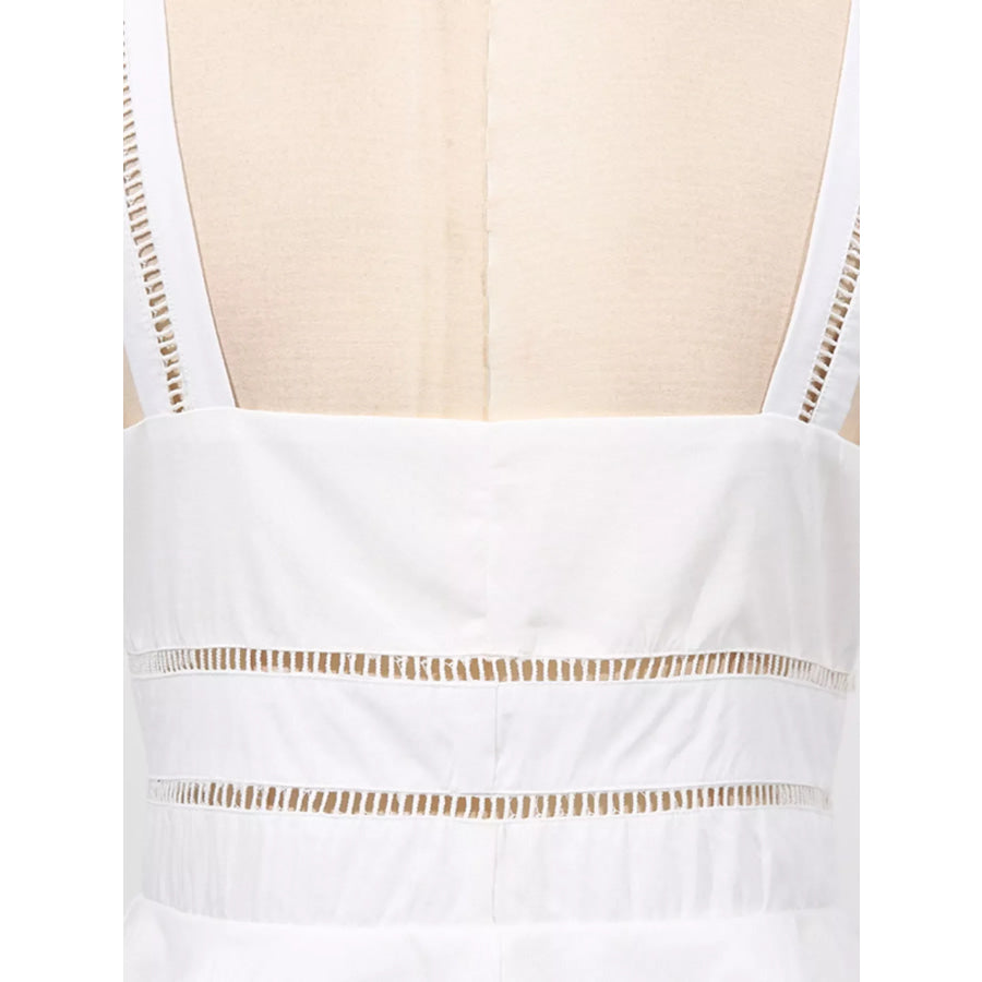 Sleeveless Eyelet Embroidered Button-Down Midi Dress Apparel and Accessories