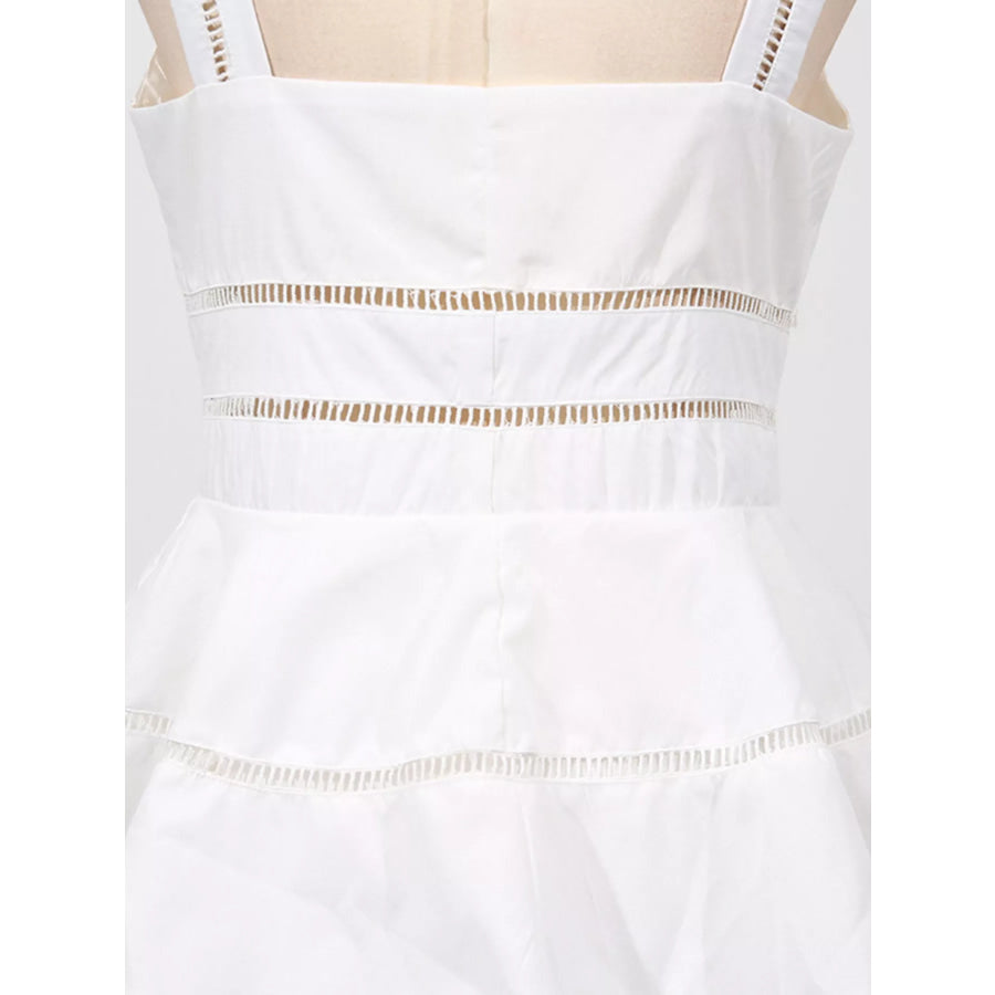 Sleeveless Eyelet Embroidered Button-Down Midi Dress Apparel and Accessories