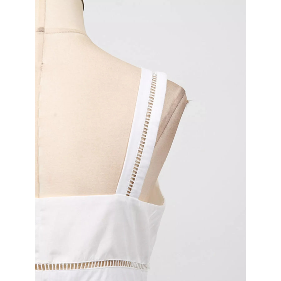Sleeveless Eyelet Embroidered Button-Down Midi Dress Apparel and Accessories