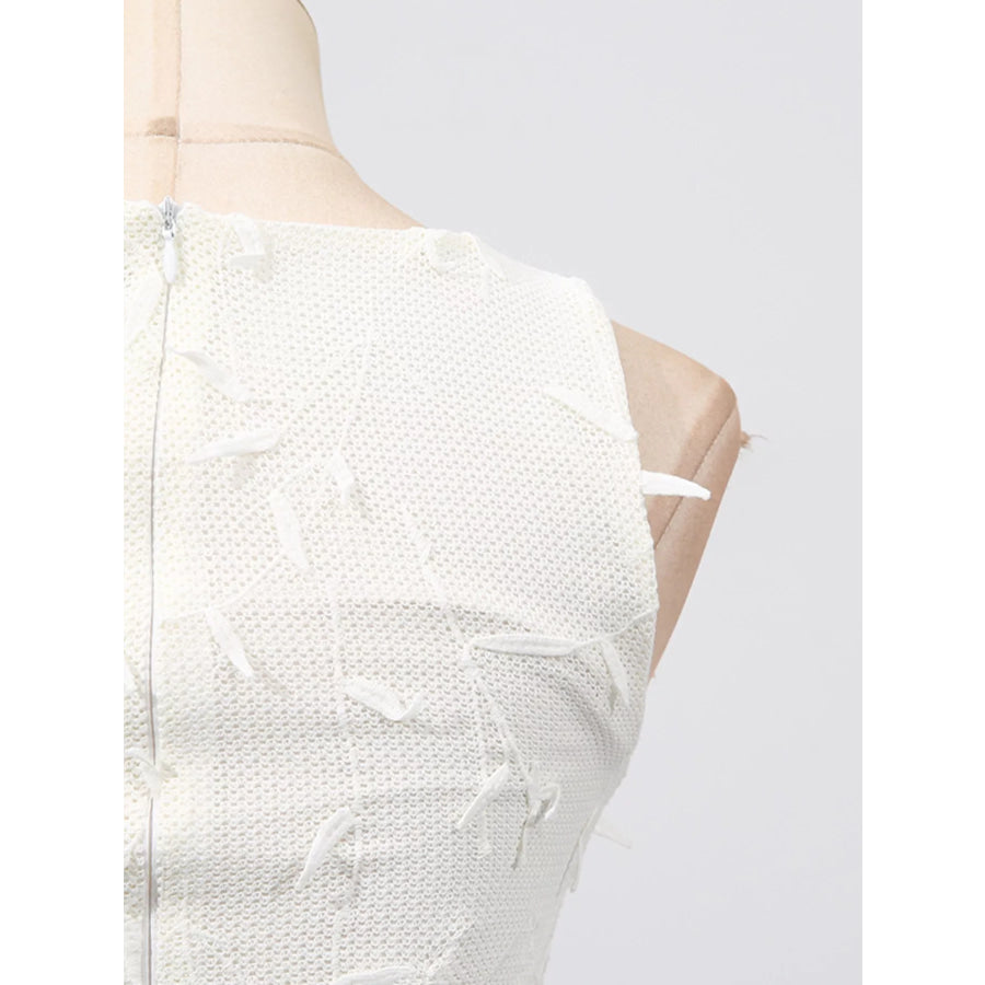 Sleeveless Floral Applique Midi Dress Apparel and Accessories