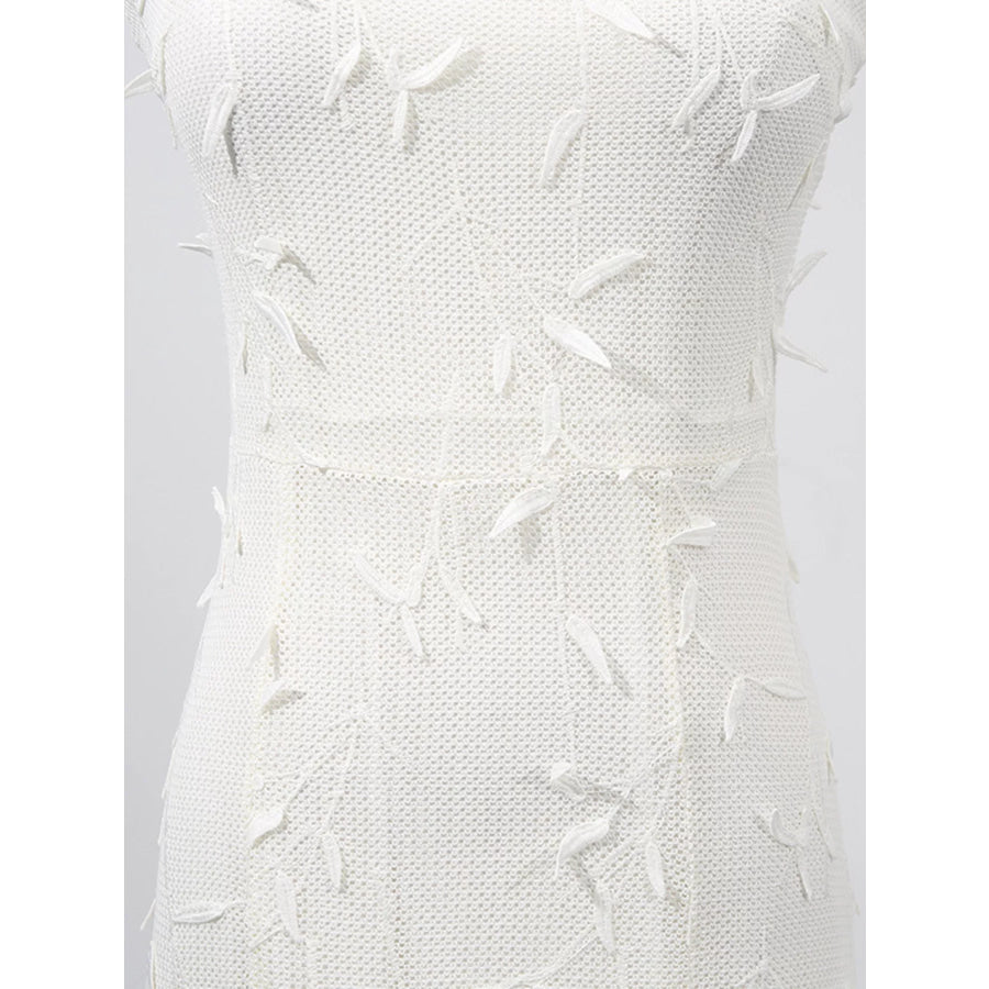 Sleeveless Floral Applique Midi Dress Apparel and Accessories