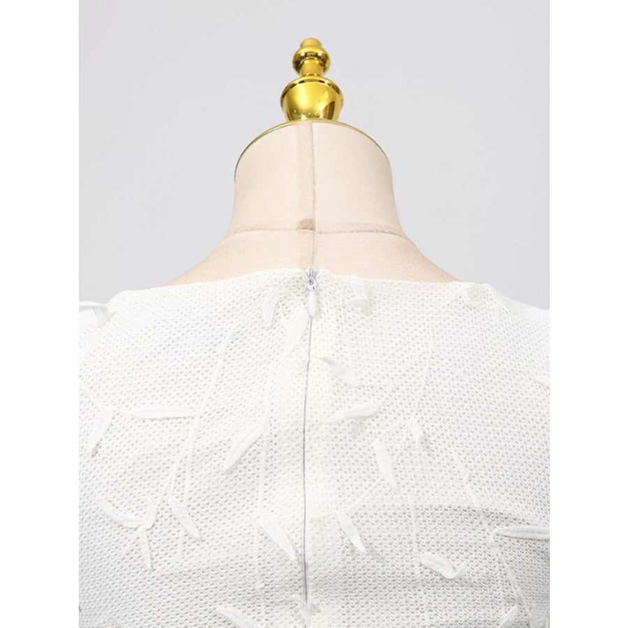 Sleeveless Floral Applique Midi Dress Apparel and Accessories