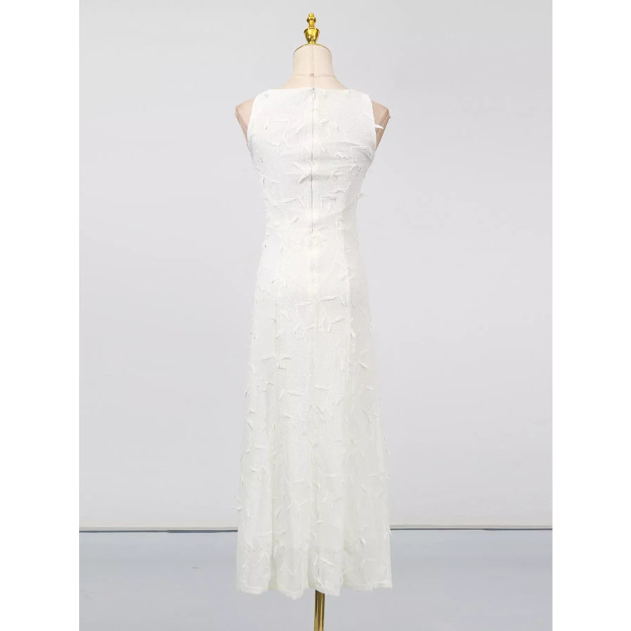 Sleeveless Floral Applique Midi Dress Apparel and Accessories