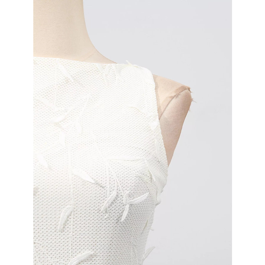 Sleeveless Floral Applique Midi Dress Apparel and Accessories