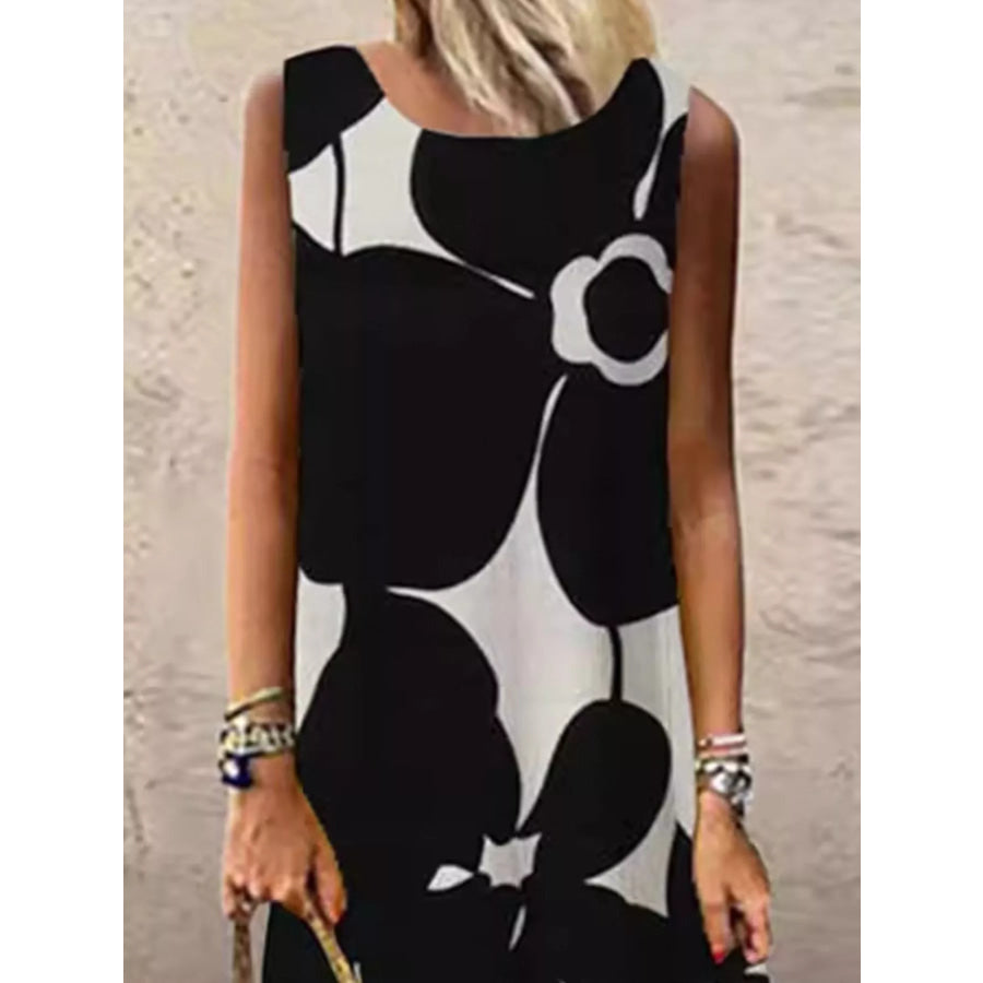 Sleeveless Floral Maxi Dress Black / S Apparel and Accessories