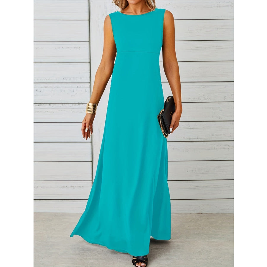 Sleeveless Flowy Maxi Dress Aqua / S Apparel and Accessories