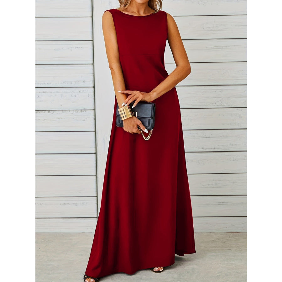Sleeveless Flowy Maxi Dress Burgundy / S Apparel and Accessories