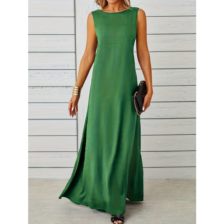 Sleeveless Flowy Maxi Dress Green / S Apparel and Accessories