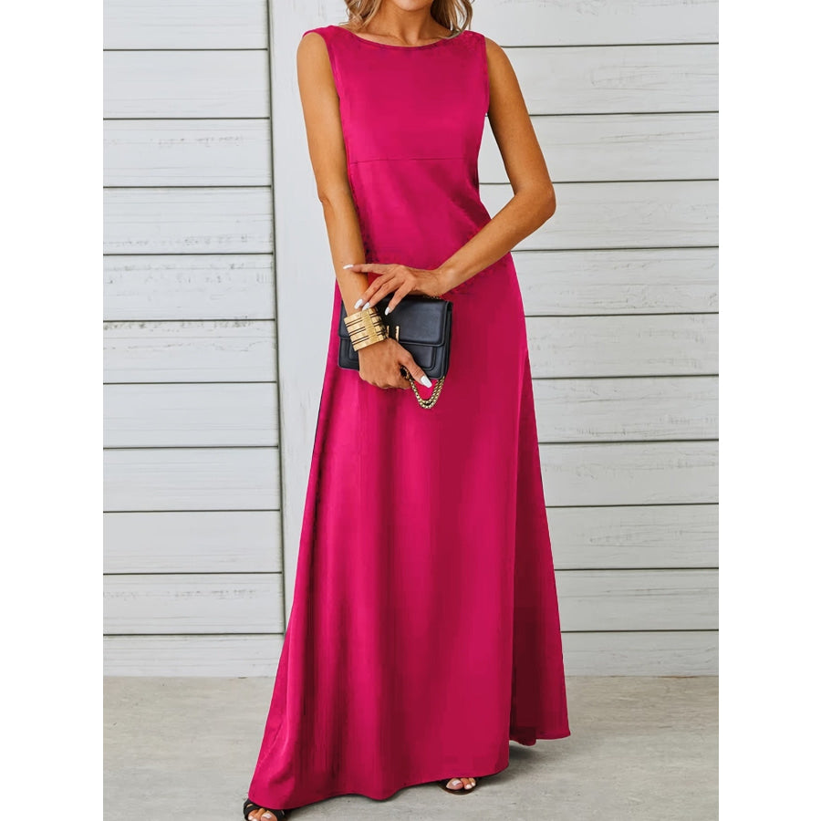 Sleeveless Flowy Maxi Dress Hot Pink / S Apparel and Accessories