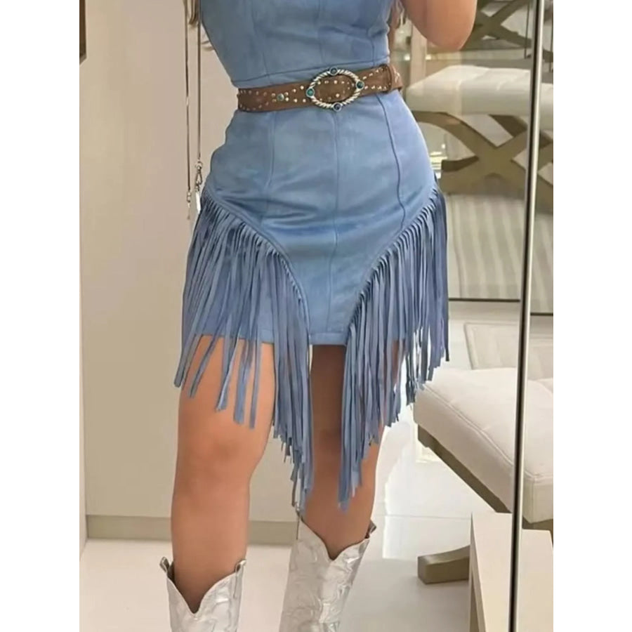 Sleeveless Fringed Mini Dress Apparel and Accessories