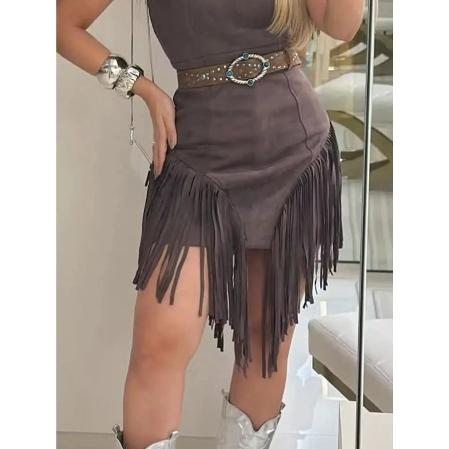 Sleeveless Fringed Mini Dress Apparel and Accessories