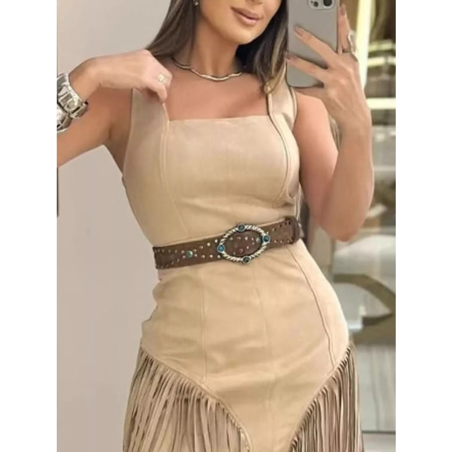 Sleeveless Fringed Mini Dress Apparel and Accessories