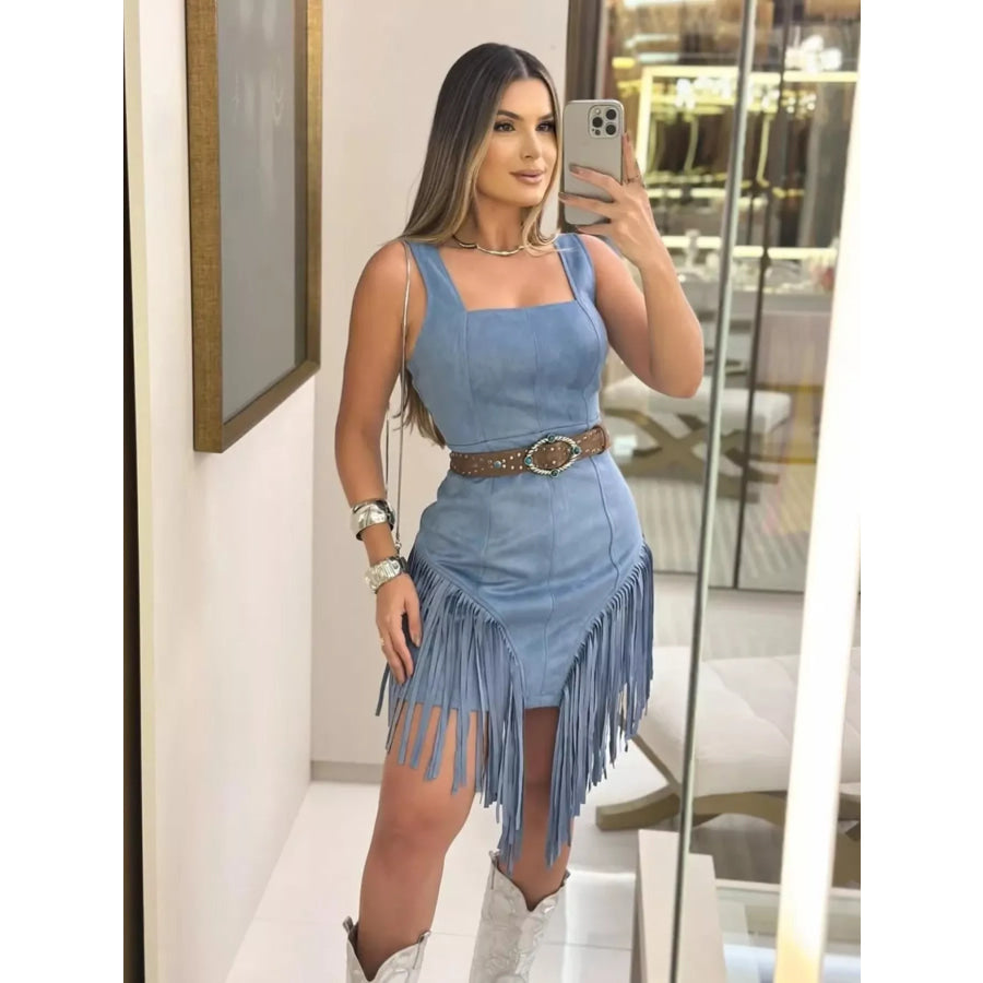 Sleeveless Fringed Mini Dress Apparel and Accessories