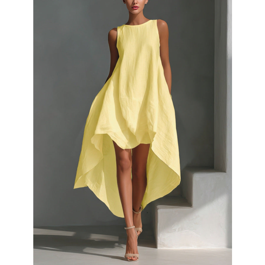Sleeveless High-Low Hem Dress Apparel and Accessories