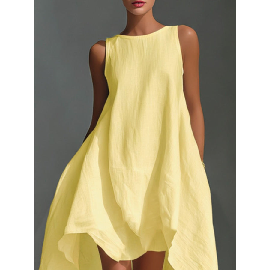 Sleeveless High-Low Hem Dress Yellow / S Apparel and Accessories