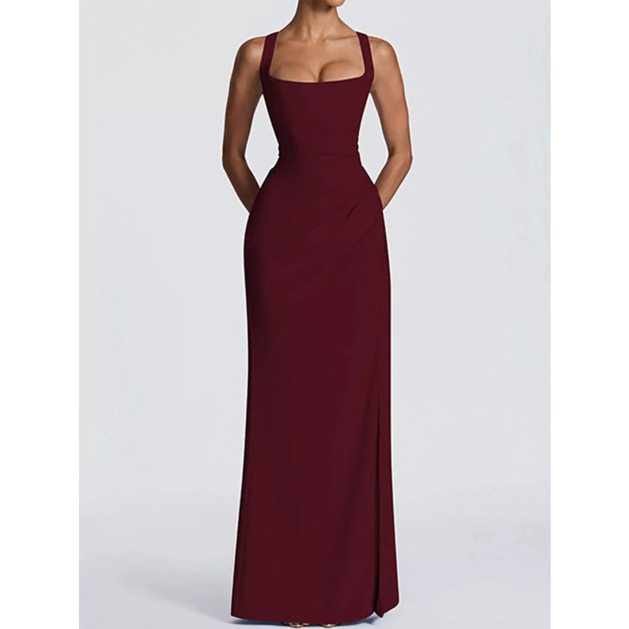 Sleeveless High-Slit Evening Maxi Dress Apparel and Accessories