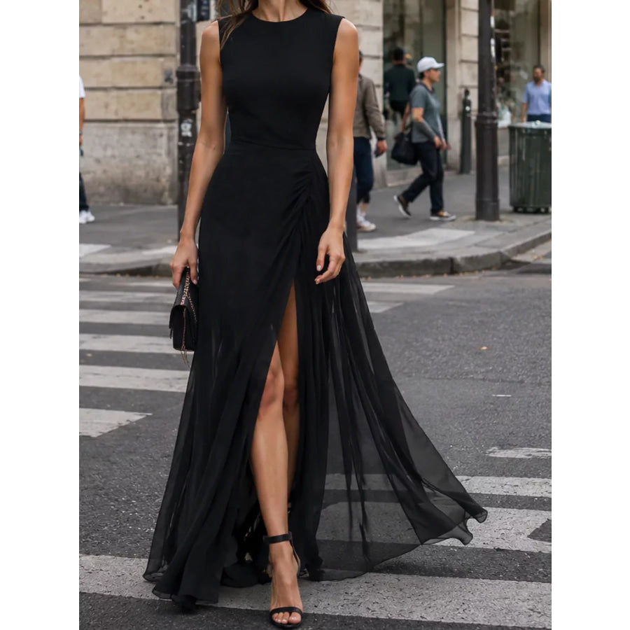 Sleeveless High-Slit Evening Maxi Dress Apparel and Accessories