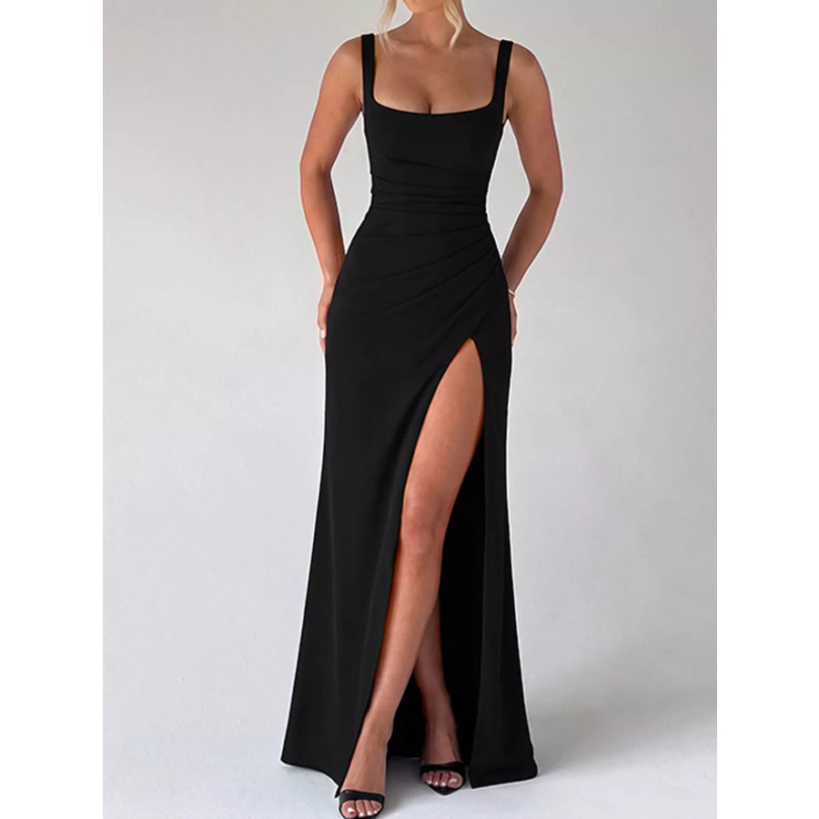 Sleeveless High-Slit Evening Maxi Dress Black / S Apparel and Accessories