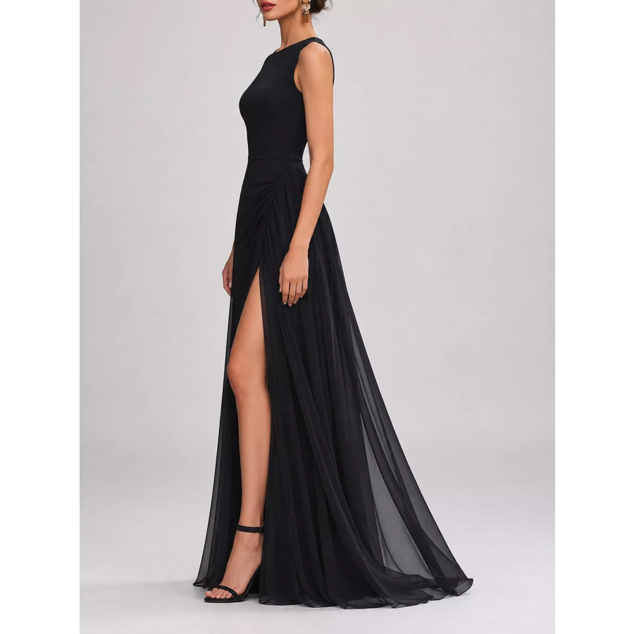 Sleeveless High-Slit Evening Maxi Dress Apparel and Accessories