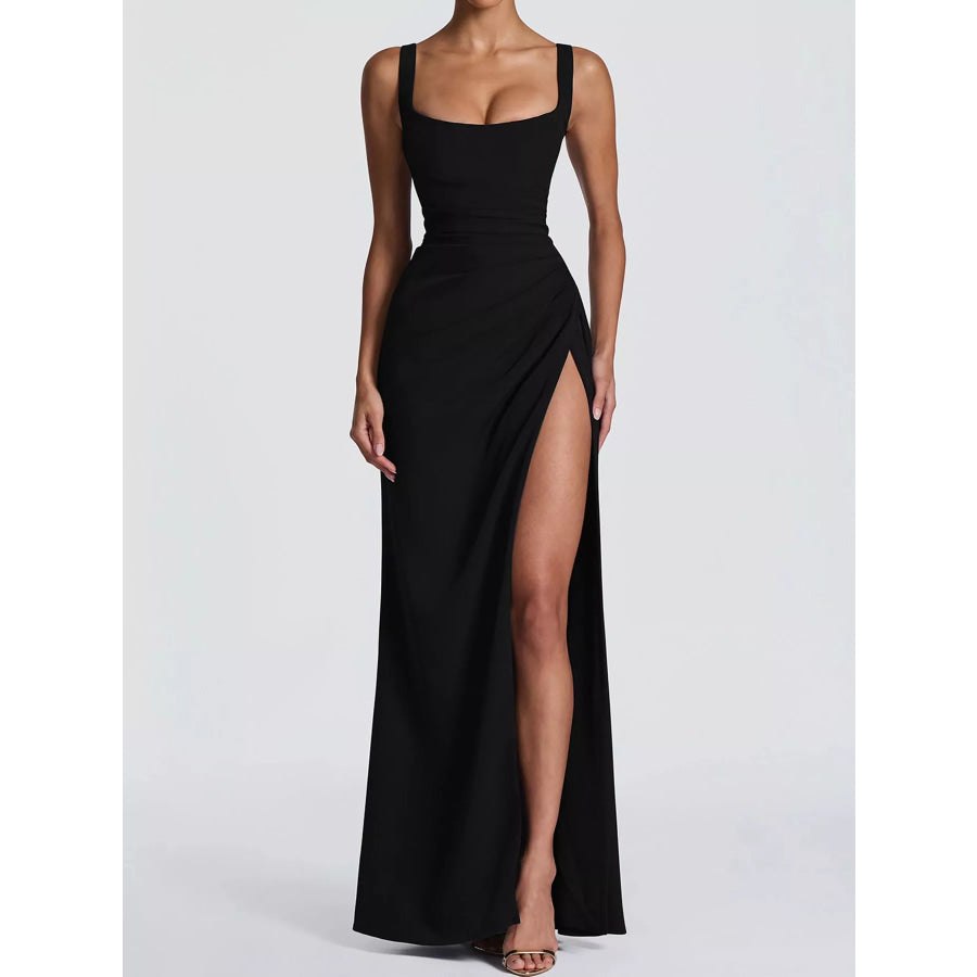 Sleeveless High-Slit Evening Maxi Dress Black / S Apparel and Accessories
