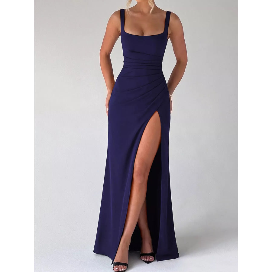 Sleeveless High-Slit Evening Maxi Dress Navy / S Apparel and Accessories