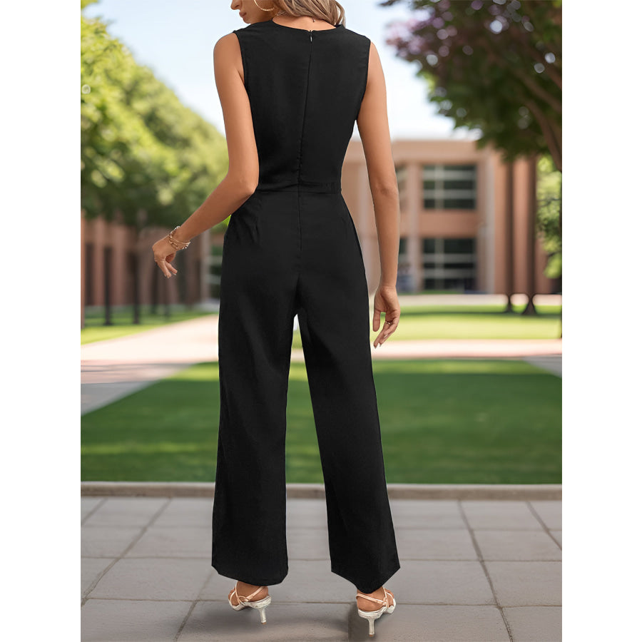 Sleeveless Jumpsuit with Pockets Black / S Apparel and Accessories