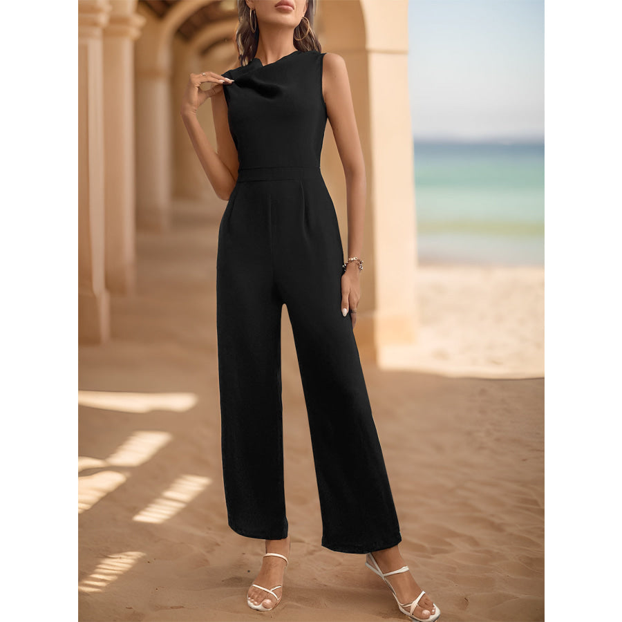 Sleeveless Jumpsuit with Pockets Black / S Apparel and Accessories