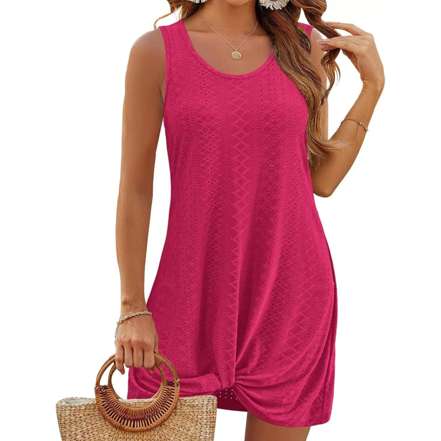 Sleeveless Knotted Hem Tank Dress Rose / S Apparel and Accessories