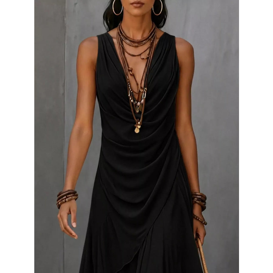 Sleeveless Layered Ruffle Hem Maxi Dress Apparel and Accessories