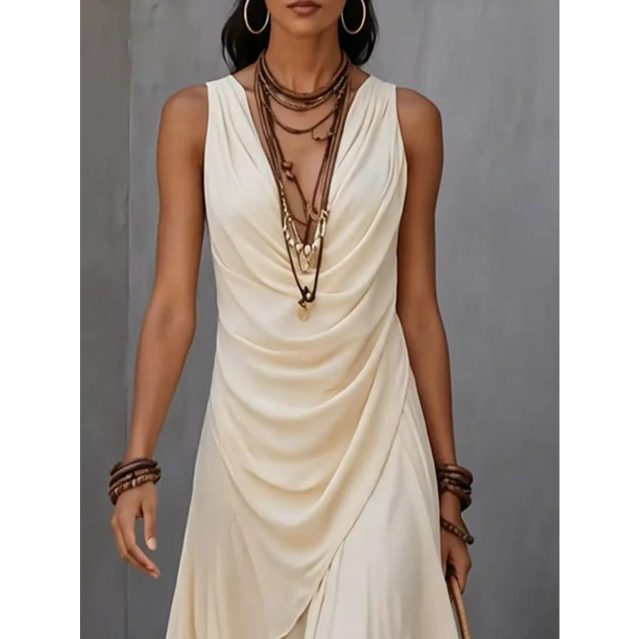 Sleeveless Layered Ruffle Hem Maxi Dress Apparel and Accessories