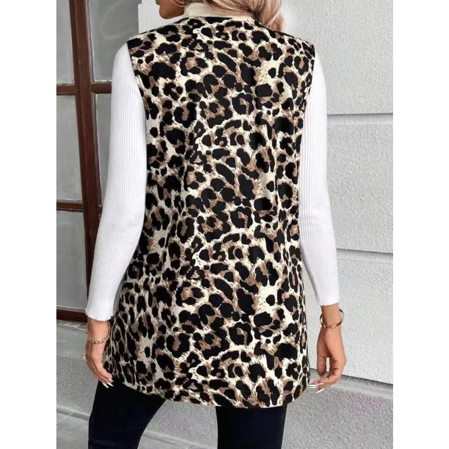 Sleeveless Leopard Print Vest Coat Apparel and Accessories