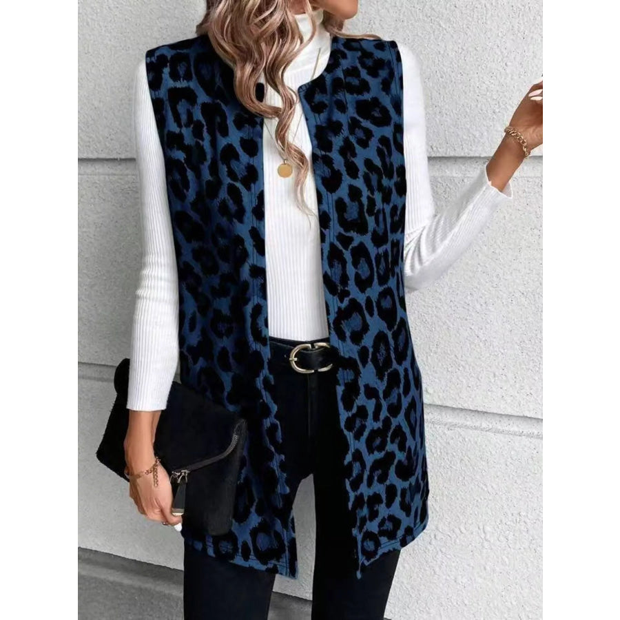 Sleeveless Leopard Print Vest Coat Apparel and Accessories