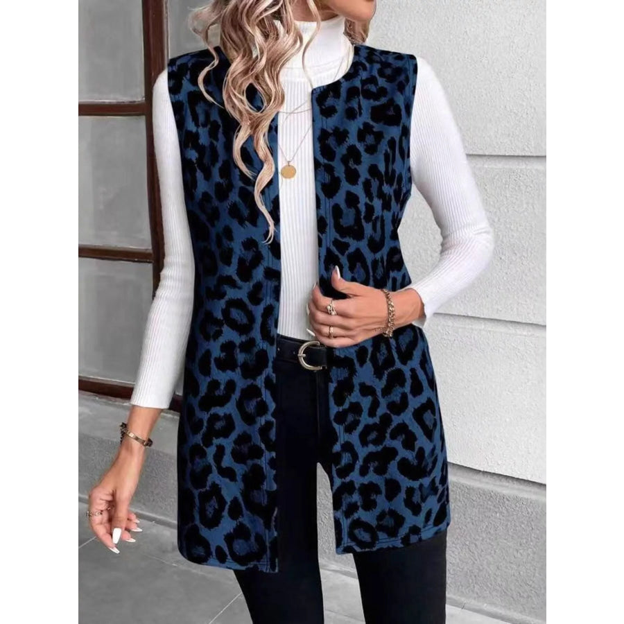 Sleeveless Leopard Print Vest Coat Apparel and Accessories