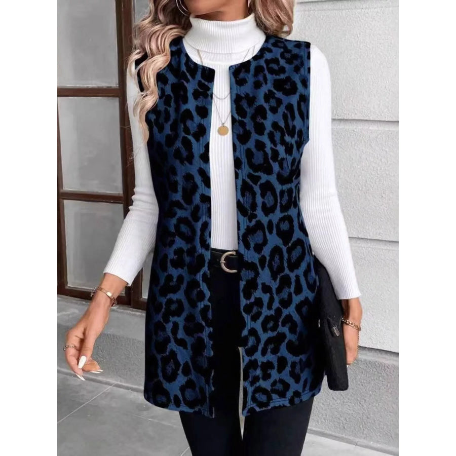 Sleeveless Leopard Print Vest Coat Apparel and Accessories