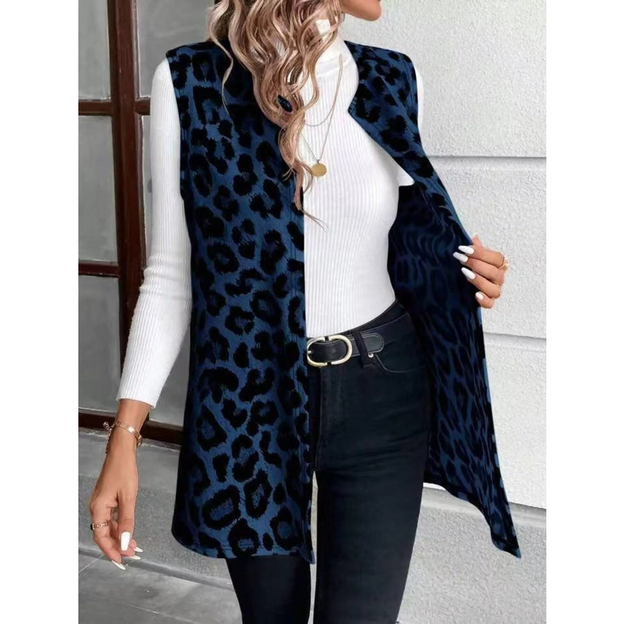 Sleeveless Leopard Print Vest Coat Apparel and Accessories