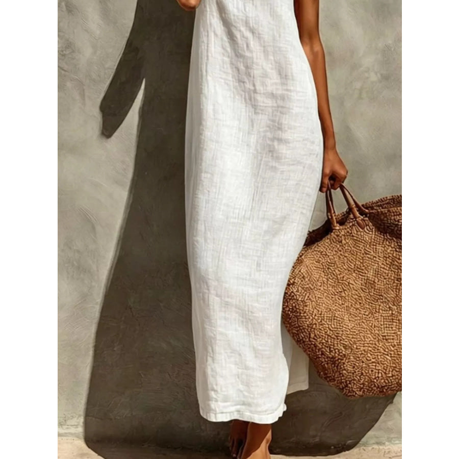 Sleeveless Linen Casual Maxi Dress Apparel and Accessories