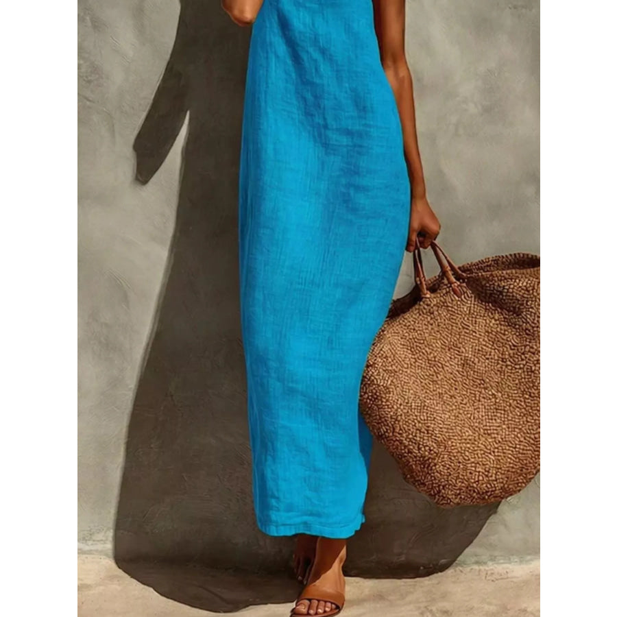 Sleeveless Linen Casual Maxi Dress Apparel and Accessories