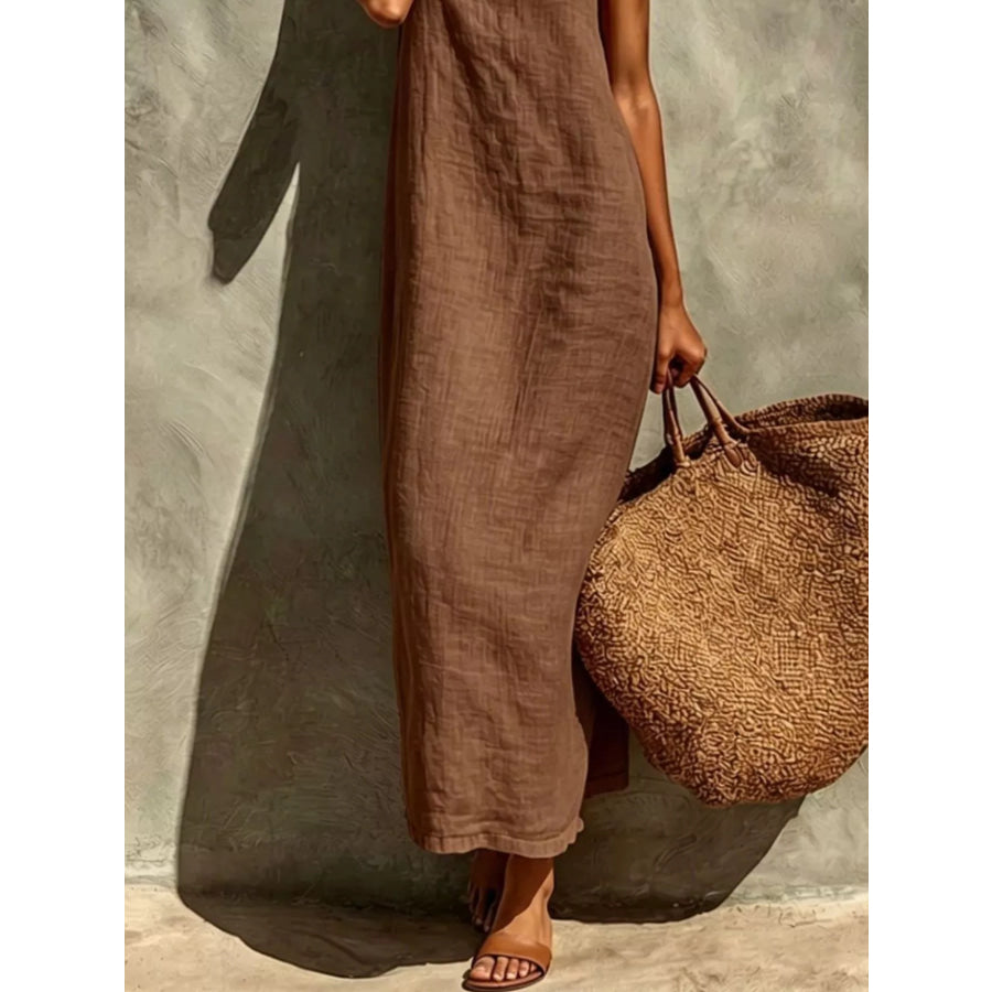 Sleeveless Linen Casual Maxi Dress Apparel and Accessories