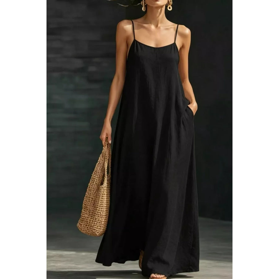Sleeveless Loose Fit Maxi Dress Black / S Apparel and Accessories
