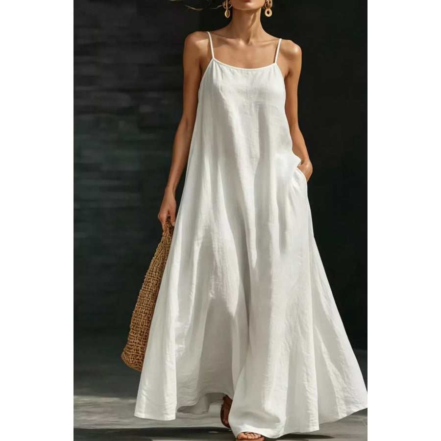 Sleeveless Loose Fit Maxi Dress White / S Apparel and Accessories