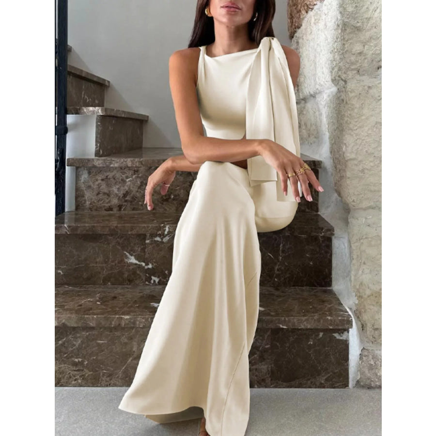 Sleeveless Maxi Dress with Draping Detail Apparel and Accessories