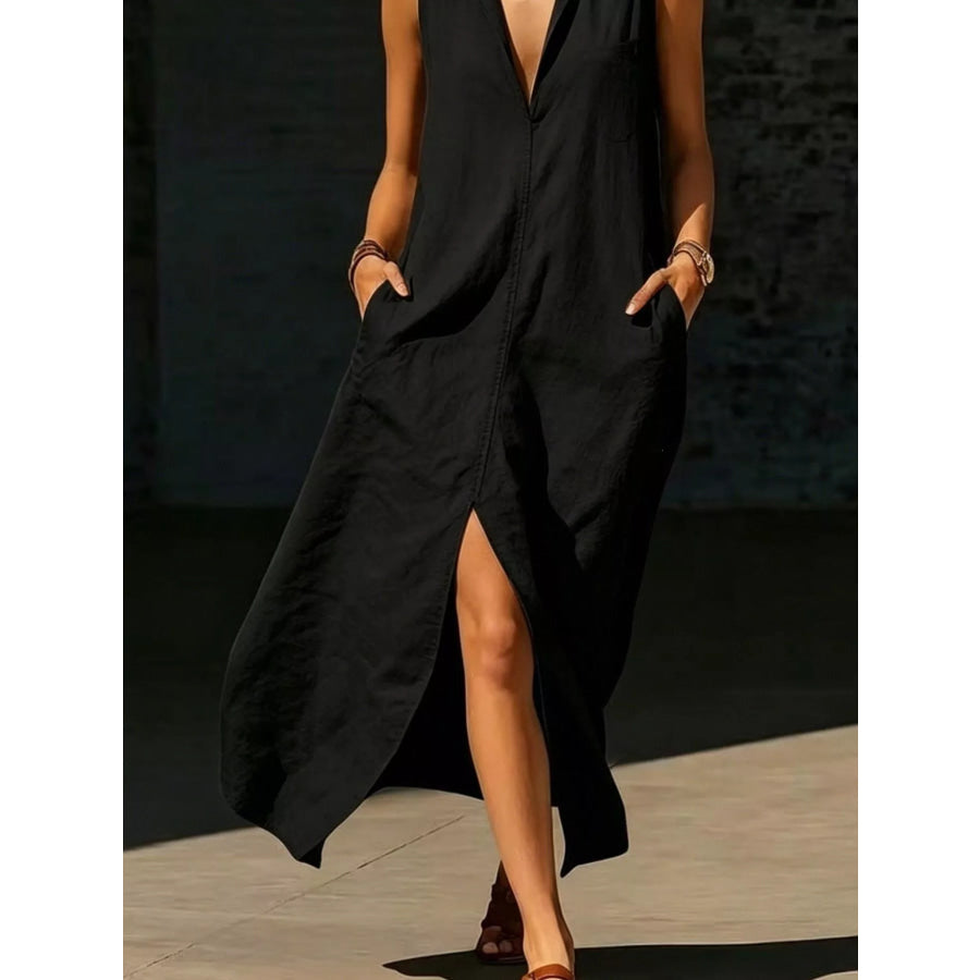 Sleeveless Maxi Dress with Side Pockets Apparel and Accessories