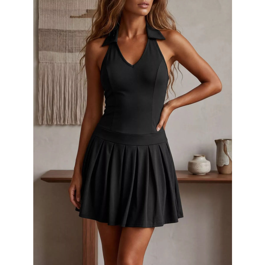 Sleeveless Pleated Active Dress Black / S Apparel and Accessories