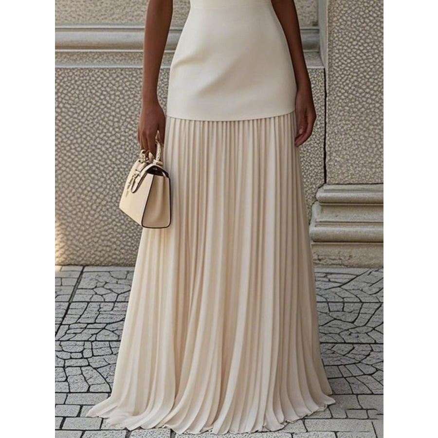 Sleeveless Pleated Maxi Dress 2-Piece Set Apparel and Accessories