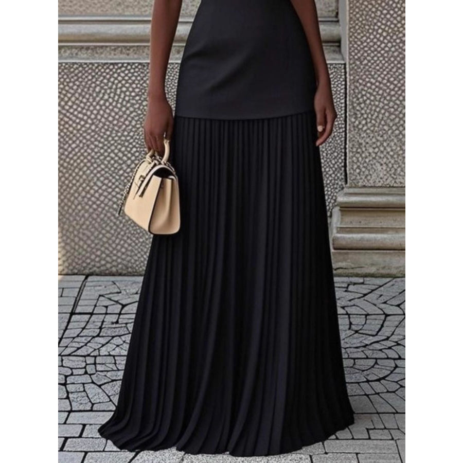Sleeveless Pleated Maxi Dress 2-Piece Set Apparel and Accessories